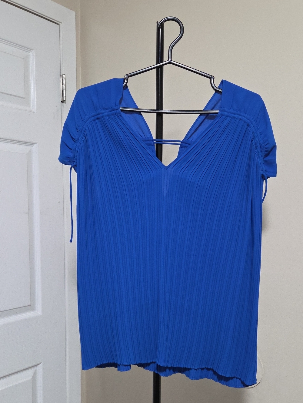 Ted Baker Pleated V-Neck Midi Dress in Cobalt Blue